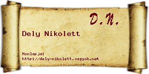 Dely Nikolett névjegykártya